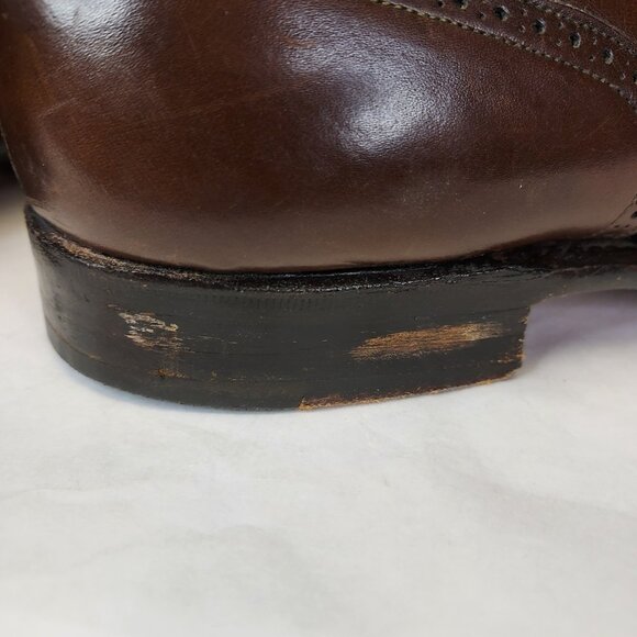 Johnston & Murphy Brogue Oxford Wingtip Men 8 Leather Crown Aristocraft BROWN - Picture 14 of 16